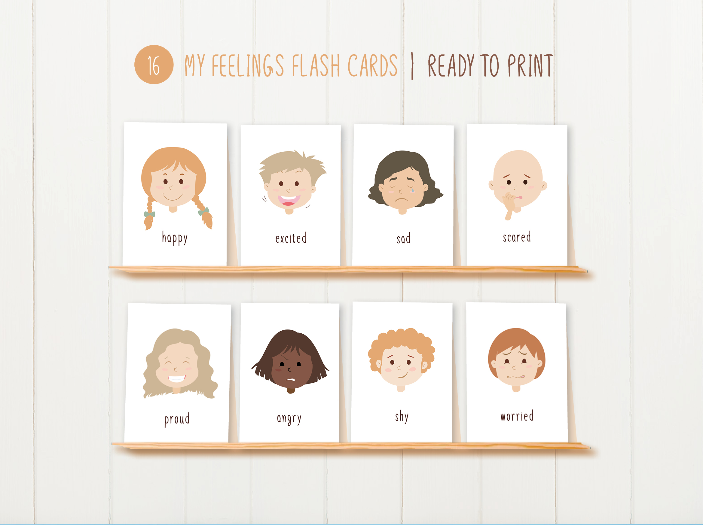 Love from J My Feelings Flash Cards - instant download print