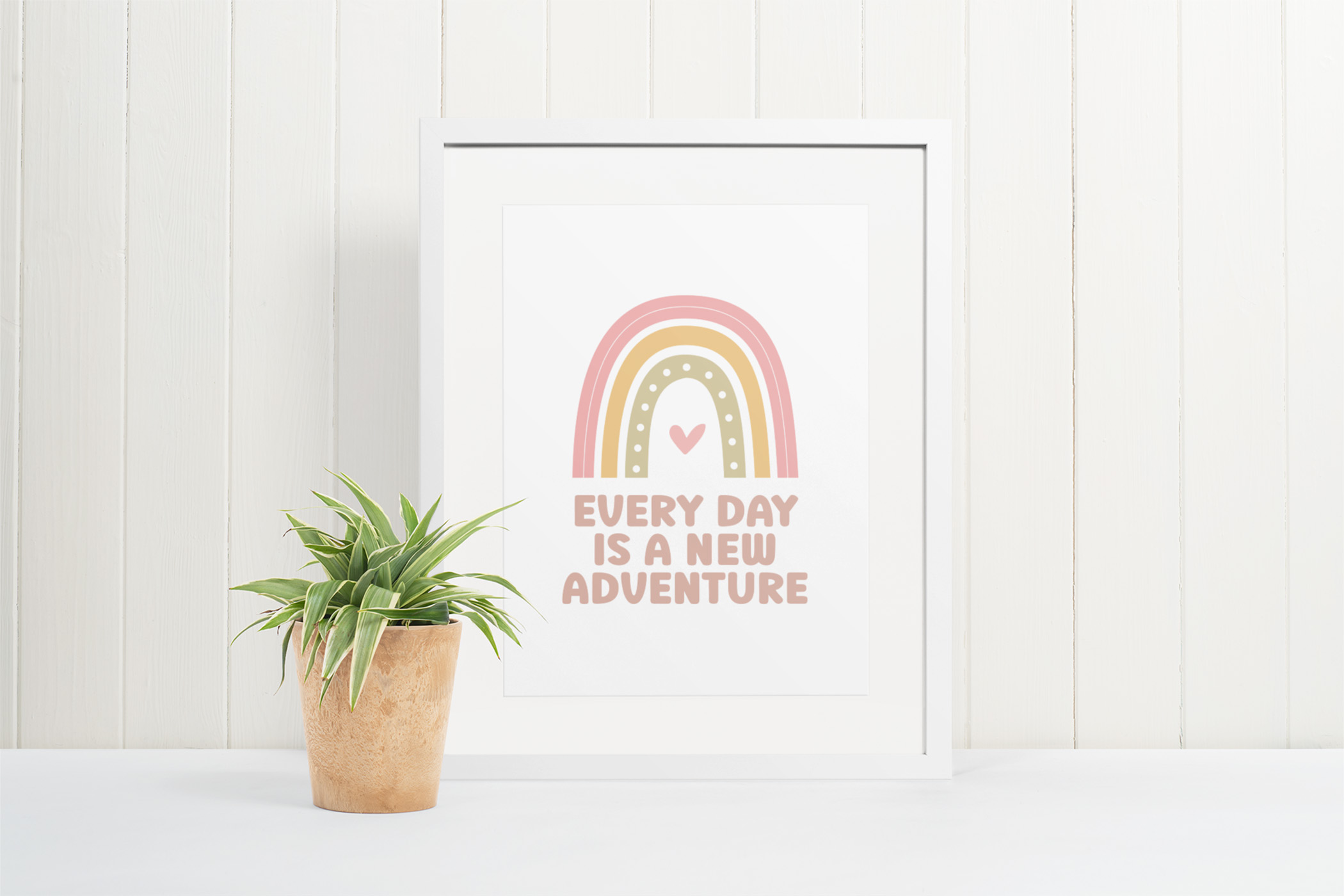 Love from J Every Day is a new adventure digital print in white frame
